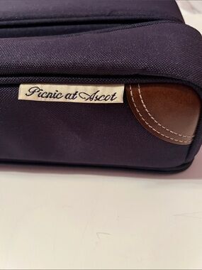 Picnic At Ascot Navy Canvas Travel Bag With Leather Trim Wine For Picnic/Concert